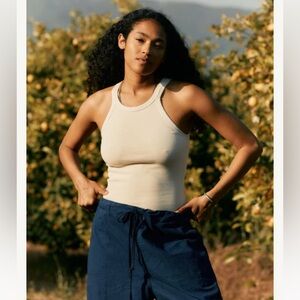 NWT vintage white ribbed racerback tank M